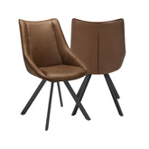 Luca Tan Set of 4 Faux Leather Swivel Dining Chairs - Pendle Village Furniture